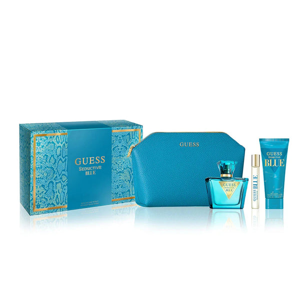 Guess Seductive Blue Gift Set| Women's EDT 75ML+EDT 15ML+BL100ML+Pouch