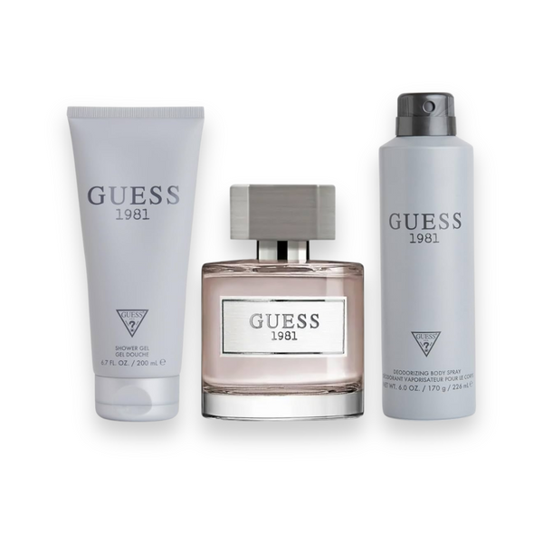 Guess 1981 Men Gift Set | Men's EDT  (Eau De Toilette 100ml + Shower Gel 200ml + Body Spray 170g)