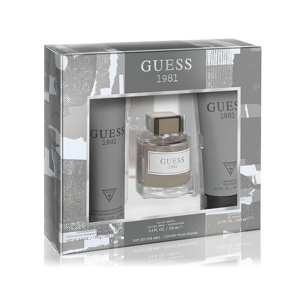 Guess 1981 Men Gift Set | Men's EDT  (Eau De Toilette 100ml + Shower Gel 200ml + Body Spray 170g)