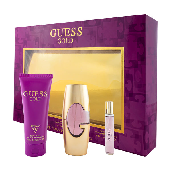 Guess Gold Gift Set| Women's EDP 75ML+BL 200ML+Mini 15ML